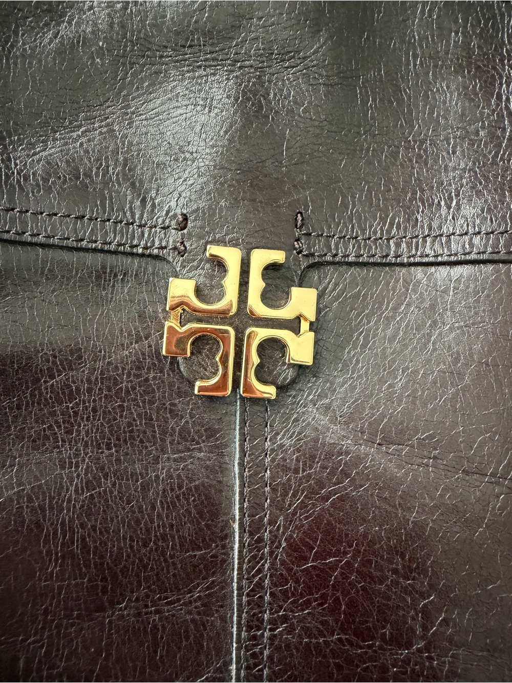 Tory Burch Black Leather Tall Buckle Boots with Gold Logo - Picture 3 of 8